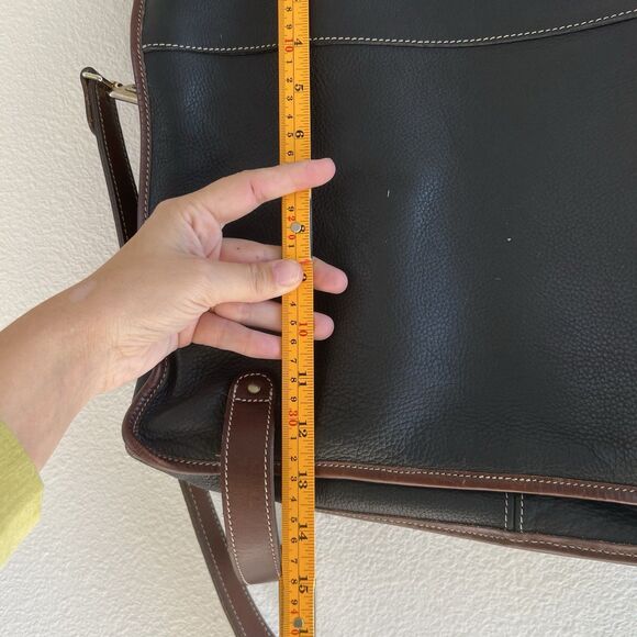 Roots Canada Leather Laptop Messenger Bag Breifcase Crossbody Black Brown - Picture 7 of 11